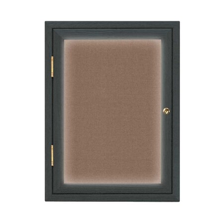 Double Door Enclosed Radius EZ Tack Board,48x36,Header,Black/Marble